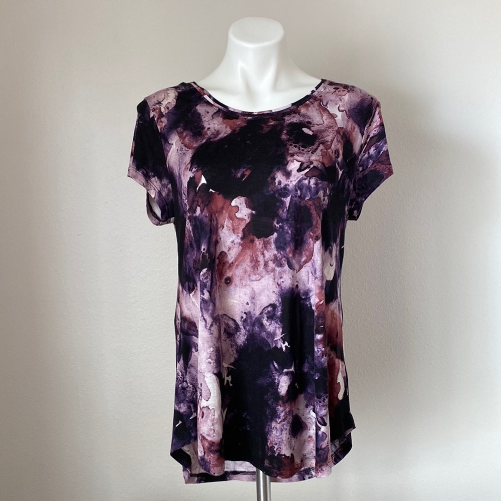 Simply Vera Vera Wang round neck short sleeve purple tunic tee size LP